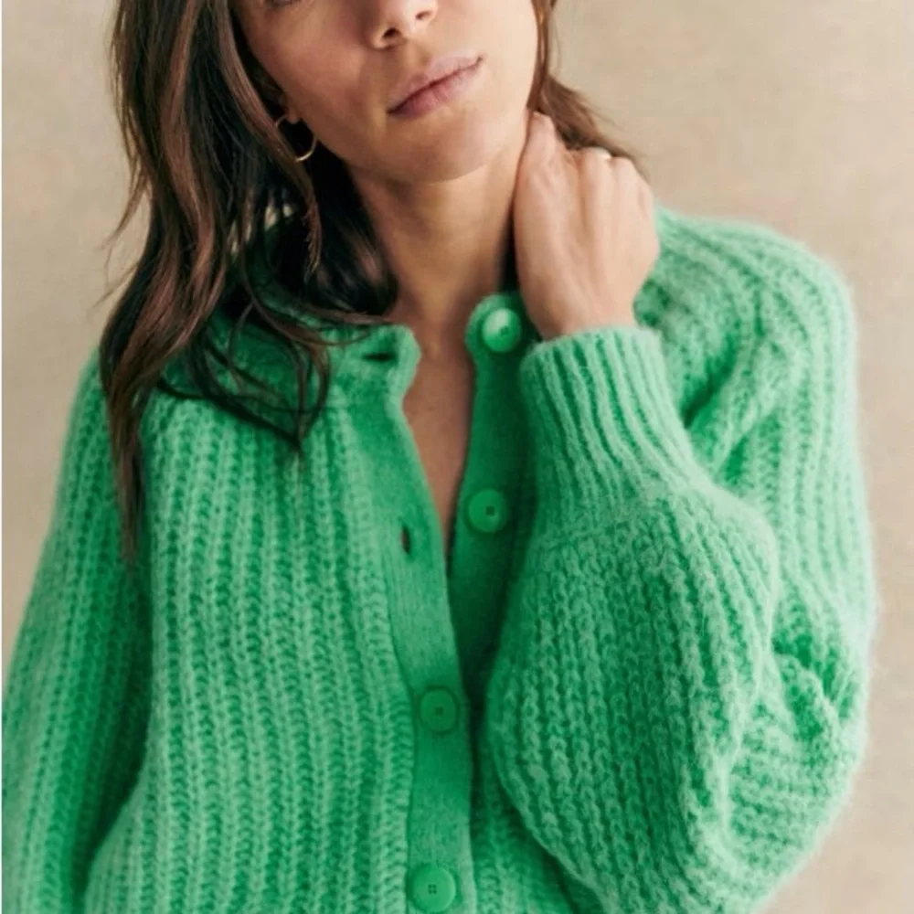 Sezane Green Cardigan Sweater - Picture 2 of 7